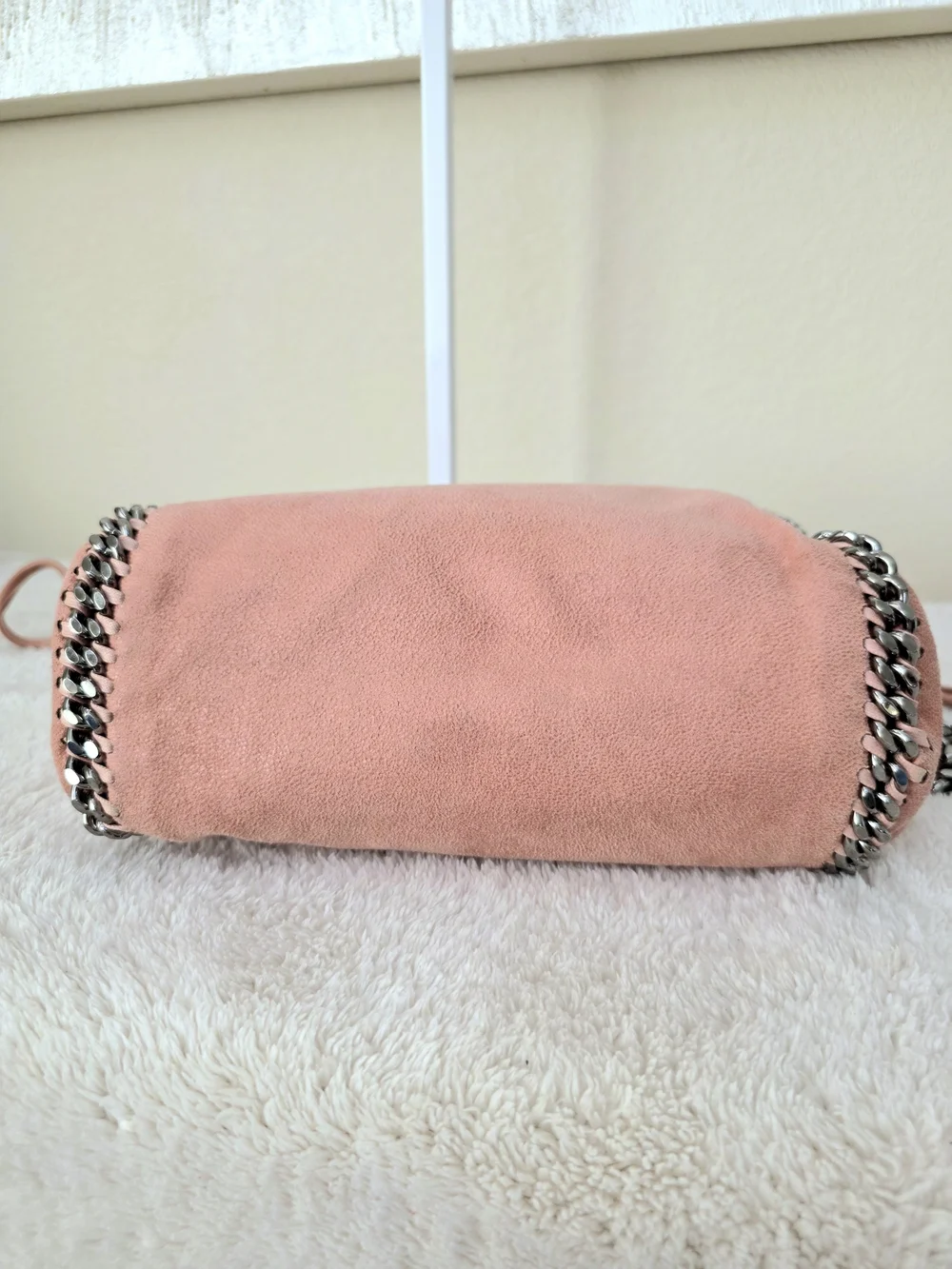 Rare Stella McCartney Falabella Coral Pink Silver Mini Drawstring Pouch Tote